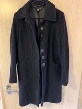 H&M, Mantel, Langmantel, Damen, Gr: 38, schwarz, Wolle, Kaschmir, Warm, Top