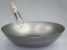 [ Wok Ø 35 cm flacher Boden ] Asiatische Eisenpfanne / Küchen Wok / Pfanne