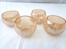 4 Bruchglas Windlichter solo oder als Ersatz Gläser Aufsatz Bernstein Ø 8,5 cm