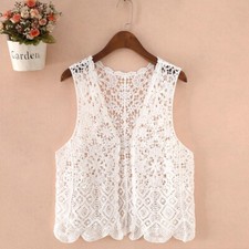 Damen Häkel Weste Hohl Out