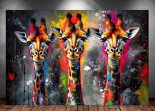 LEINWAND BILD ER XXL ABSTRAKT GIRAFFEN BUNT GRAFFITI KUNSTDRUCK WAND POSTER 1630