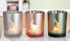 Windlicht mit Hasenmotiv