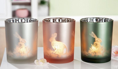 Windlicht mit hasenmotiv - mit,