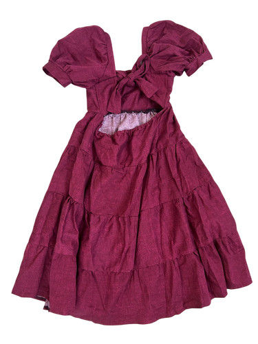 Weinrotes puffärmel kleid - puffärmel-kleid, mit