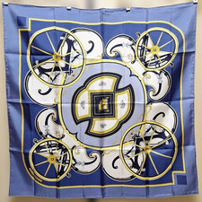 RARE VINTAGE HERMES Silk Scarf "Washington's carriage" Carre 90 Used No-Box