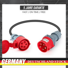 CEE Adapter 5-Pol Starkstrom 32A Stecker auf 16A Kupplung Schutz 0.5m IP44