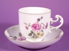 Rarität ! uralt Porzellan Tasse Untertasse Meissen Blumendekor um 1750