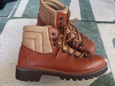 Roccia Hiking Boots Made In Italy Wanderstiefel Leder Cognac Vintage 42