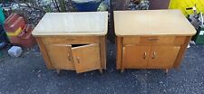 2 Nachttische alt -  1x mit 1x ohne Glasplatte - Schublade & Tür - Mid Century