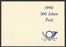 DDR Gedenkblatt 500 Jahre Post Postamt Schleiz Schleizer Dreieck 1990 Unterschri