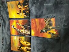 Leinwand Bilder Afrika Tiere Elefant Giraffe Zebras 4 Stück 