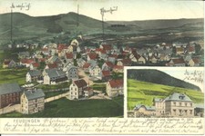 Litho-AK Feudingen Bad Laasphe - Bahnhof, Gasthaus W. Dörr, Fachwerk - 1906 gel.