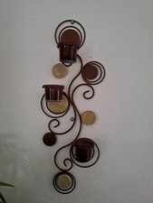 Wandteelichthalter Teelichthalter Metall 62 cm Wandleuchter Kerzenhalter Braun