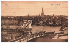 AK Kiel Hafen mit Stadt Panorama Feldpost 1. Weltkrieg