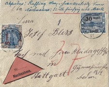 Saar Nachnahme-Brief Mi-Nr. 71