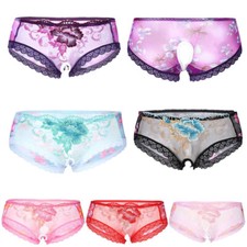 DE Herren Sexy Sissy Spitze Slip Unterhose Transparent Crossdressing Unterwäsche