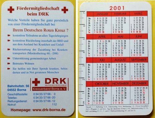Taschenkalender 2001 drk borna - taschenkalender,