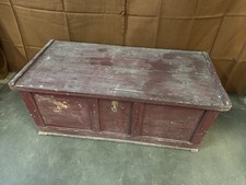 große Holztruhe Vintage Holz Truhe Reisetruhe Schloss Schlüssel antik 