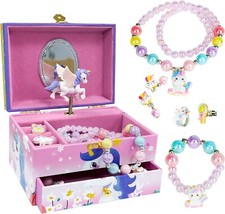 Schmuckschachtel für Mädchen mit Musik (5 Schmucksets) 2 Ausziehfächer Schmuck