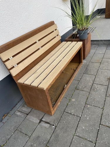 Cortenstahl sitzbank mit - cortenstahl,