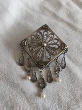 Antik,  Brosche,835 Silber, Um