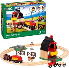  BRIO World 33719 Bahn Bauernhof Set - Holzeisenbahn mit Bauernhof, Tieren und 