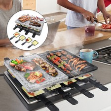Raclette Grill 1400W Elektrogrill BBQ Grillplatte Tischgrill Natursteinplatte DE