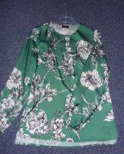 Amy Vermont, sommerliche Longbluse, Gr. 38,grün mit Blumen, luftiger Stoff