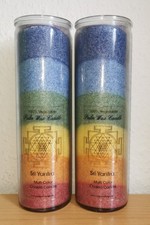 mehrfarbige Chakra-Kerze "Sri Yantra" aus Palmenwachs im Glaszylinder