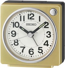 SEIKO - Wecker mit Schlummerfunktion, Quarzuhrwerk, rechteckig, gold, QHE118G