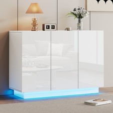 Hochglanz Sideboard Mit LED-Beleuchtung Küchenschrank Weiß​ mit LED-Leuchten APP