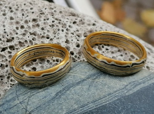 Trauringe mokume gane gold 900 - mokume,