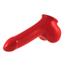 Latex Penishülle M mit Hodensack Rot Schaft: 13cm Penis Hülle Latexkleidung