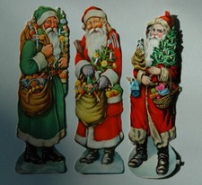 3 x altes Oblatenbild - Weihnachtsmann - Glanzbild ca. 16cm