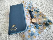 Portemonnaie Damen,  Uhr und Schal in türkis, dreiteiligen Set