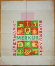 1x schöne alte Plastiktüte aus Stuttgart - MERKUR Supermarkt STERN - orig. 70er