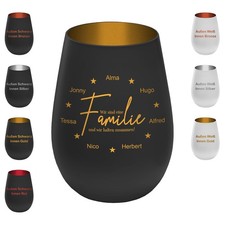 Personalisiertes Windlicht Familie Geschenk Glas mit Gravur Namen Herz/Stern