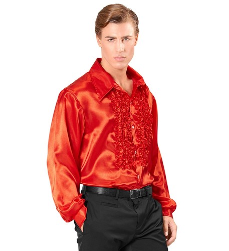 Rote bluse mit rüschen aus - bluse,