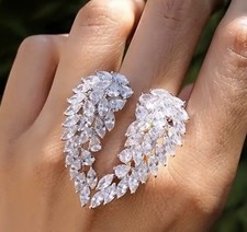 LUXURIÖSER ENGELSFLÜGEL RING HIMMELMÄNNCHEN ZIRKON OFFENER RING SILBER FLÜGEL