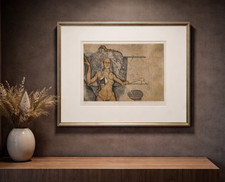 Alte Radierung "Der Handschuh"