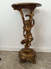 Kleiner älterer goldener Beistell Tisch figürlich 