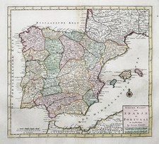 Spanien Portugal Espagne Espana Spain map Karte Kupferstich Tirion 1750