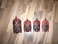 Ethno Holzmasken aus Kenia/Traditionelle Afrikanische Handwerkskunst/4er Set