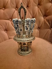 seltenes 12 - teiliges Zwiebelmuster Obstbesteck im prunkvollem Ständer