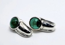 JOOP Designer Ohrringe 925 Silber Grün Kornblume Creole Ohrschmuck Ohrstecker