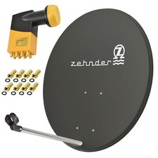 Zehnder Digitale Sat Anlage 80 cm Spiegel + Octo LNB Schüssel HD 8 Teilnehmer d