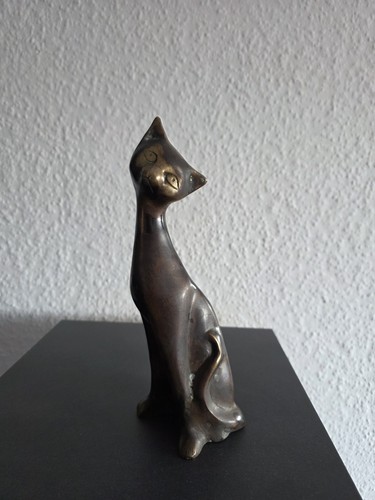 Bronze katze skulptur - bronze, /