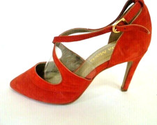 41 7,5  Alba Moda Pumps Schuhe High Heels Sandalen Sandaletten Leder rot-koralle