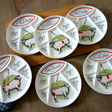 6 Fondueteller Käsefondue Antipasti ET Faience D´Auteuil France Vintage Neu