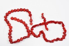 C26F04- 2x Korallen Strang Blumen geschnitzt für Schmuckherstellung